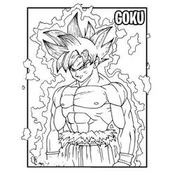 Malvorlage Son-Goku umgeben von einer Energie-Aura