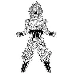 Malvorlage Son-Goku schreit mit geballten Fäusten