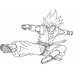 Malvorlage Son-Goku im fliegenden Kampfsprung