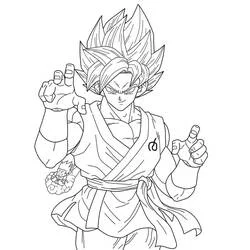 Malvorlage Son-Goku in Super-Saiyajin-Kampfhaltung