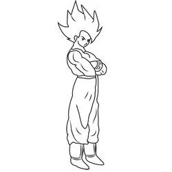 Malvorlage Son-Goku steht mit verschränkten Armen