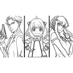 Malvorlage Loid, Anya und Yor aus Spy x Family