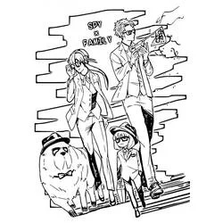 Malvorlage Spy x Family mit Anya, Loid, Yor und Bond