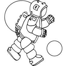 Malvorlage Astronaut beim Gehen im Weltall