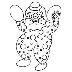 Malvorlage Clown im gepunkteten Kostüm mit erhobenen Armen
