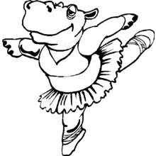 Malvorlage Tänzer Nilpferd in Ballettpose