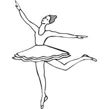 Malvorlage Tänzer springt in einer Ballettpose