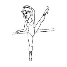 Malvorlage Tänzerin beim Dehnen an der Ballettstange