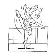 Malvorlage Tänzerin dehnt sich an der Ballettstange