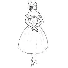 Malvorlage Tänzerin im klassischen Ballettkleid