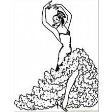 Malvorlage Tänzerin im Flamenco-Rüschenkleid