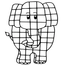 Malvorlage Elmer der Patchwork-Elefant steht aufrecht
