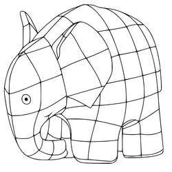 Malvorlage Elmer der Patchwork-Elefant stehend