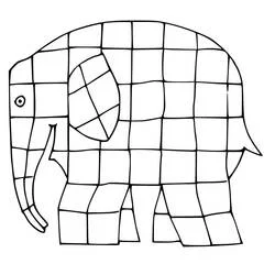 Malvorlage Elmer der Patchwork-Elefant steht