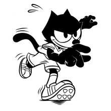 Malvorlage Felix der Kater beim Fußballspielen