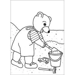 Malvorlage Little Brown Bear spielt am Strand