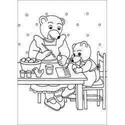 Malvorlage Little Brown Bear backt Kekse mit seiner Mama