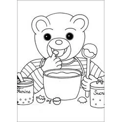 Malvorlage Little Brown Bear backt einen Kuchen