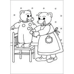 Malvorlage Little Brown Bear wird von seiner Mutter angezogen