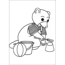 Malvorlage Little Brown Bear spielt am Strand