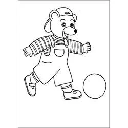 Malvorlage Little Brown Bear spielt mit einem Ball
