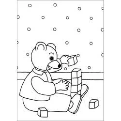 Malvorlage Little Brown Bear spielt mit Holzbausteinen