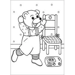Malvorlage Little Brown Bear tanzt neben einem Stuhl
