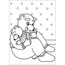 Malvorlage Little Brown Bear wird von seinem Papa umarmt
