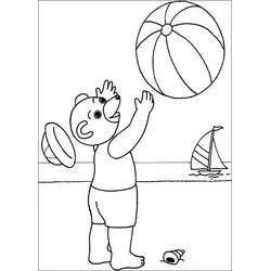 Malvorlage Little Brown Bear spielt mit einem Wasserball