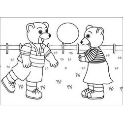 Malvorlage Little Brown Bear spielt Ball mit einer Freundin