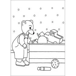 Malvorlage Little Brown Bear betrachtet eine Spielzeugkiste
