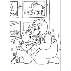 Malvorlage Little Brown Bear und Papa Bär mit Kaninchen