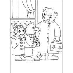 Malvorlage Little Brown Bear macht sich mit der Familie auf den Schulweg