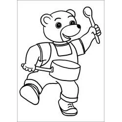 Malvorlage Little Brown Bear spielt Trommel mit einem Löffel