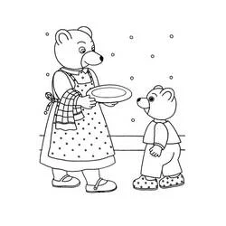 Malvorlage Little Brown Bear erhält einen Teller von seiner Mama