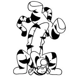 Malvorlage Tigger macht einen Kopfstand