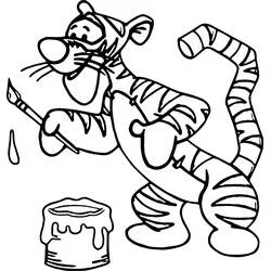 Malvorlage Tigger beim Malen mit einem Pinsel
