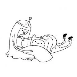 Malvorlage Finn und Prinzessin Bubblegum sitzen zusammen