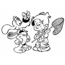 Malvorlage Billy und Buddy fangen einen Schmetterling