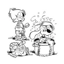 Malvorlage Billy und Buddy beim Baden