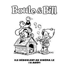 Malvorlage Billy und Buddy pusten Seifenblasen an der Hundehütte