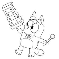 Malvorlage Bluey spielt Xylophon
