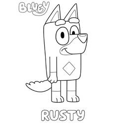 Malvorlage Rusty steht lächelnd
