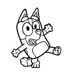 Malvorlage Bluey läuft mit erhobenen Armen
