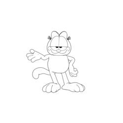 Malvorlage Garfield stehend mit ausgestreckter Pfote