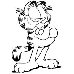 Malvorlage Garfield steht mit verschränkten Armen