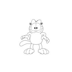 Malvorlage Garfield steht mit ausgestreckten Armen