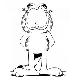 Malvorlage Garfield steht mit verdutztem Blick