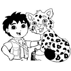 Malvorlage Go Diego mit einem gefleckten Jaguar