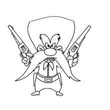 Malvorlage Yosemite Sam mit zwei Pistolen